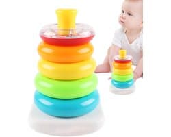 Stapelringen Baby Speelgoed - Kleurige Stapelblokken Educatief - Fijne Motoriek Ontwikkelen - Zelfstabiliserend Ontwerp - 18x12.5x12.5cm - Multicolor