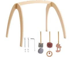 Baby Activiteit Gym - Speelkleed Hout - Baby Ontwikkeling - Natuurlijke Stimulatie - 58.5 cm - Meerkleurig