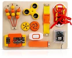 Montessori Busy Board – Educatief Houten Activiteitenbord – Reisspeelgoed - Sensorisch Speelgoed voor Baby & Peuter – Fijne Motoriek Ontwikkeling