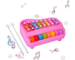 2-in-1 Xylofoon Piano Baby Roze
