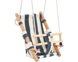Babyschommel met gordel Hout Blauw- Babyschommel Buiten - Baby schommel tuin - Peuterschommel - Kinderschommel - Schommelzitje