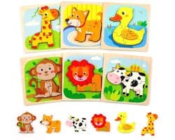 8-delige Houten Puzzelset Boerderijdieren