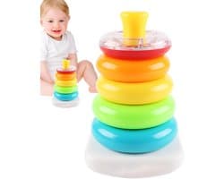 Baby Stapelringen - Stapelblokken Leerzaam Speelgoed - Motorische Ontwikkeling - Anti-Kantelfunctie - 18x12.5x12.5 cm - Kleurrijk