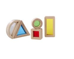 Eichhorn - Bouwblokken in hout met acrylglas - montessori speelgoed - verschillende vormen en kleuren - boog met spiegel, driekhoek, rechthoek, vierkant en cirkel - oog hand coordinatie - ontwikkelingsspeelgoed - baby peuter