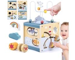Baby Sportvaardigheden Speelgoed - 6 in 1 Houten Baby Speelgoed - Houten Activiteit Kubus - Kinderen Sportvaardigheden Oefeningen - Geschikt Voor Jonge Kinderen Van 1 - 3 Jaar Oud