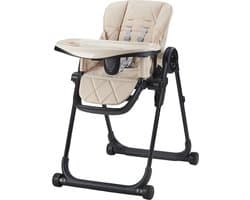 MamaLoes Mason - Baby & Kinder Eetstoel - Verstelbare Kinderstoel - Inklapbaar & Hoogte Verstelbaar - Beige - Max. 15 kg