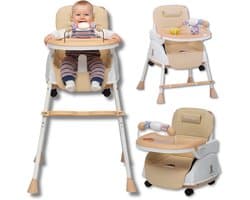 Twinky® Kinderstoel – 2-in-1 Kinderwagen Set – Bruin – Inklapbare Eetstoel & Baby Wagentje en Babystoel Voor Aan Tafel – Kinderzetel, Peuterstoeltje en Meegroeistoel in 1