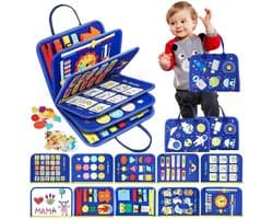 Busy Board Voor Peuters, 20-In-1 Montessori-Sensorisch Speelgoed, Reisspeelgoed Voor Het Leren Van Fijne Motoriek, Educatief Speelgoed Voor Kleuters, Cadeau, Voor Jongens En Meisjes, 1 Stuk Blauw